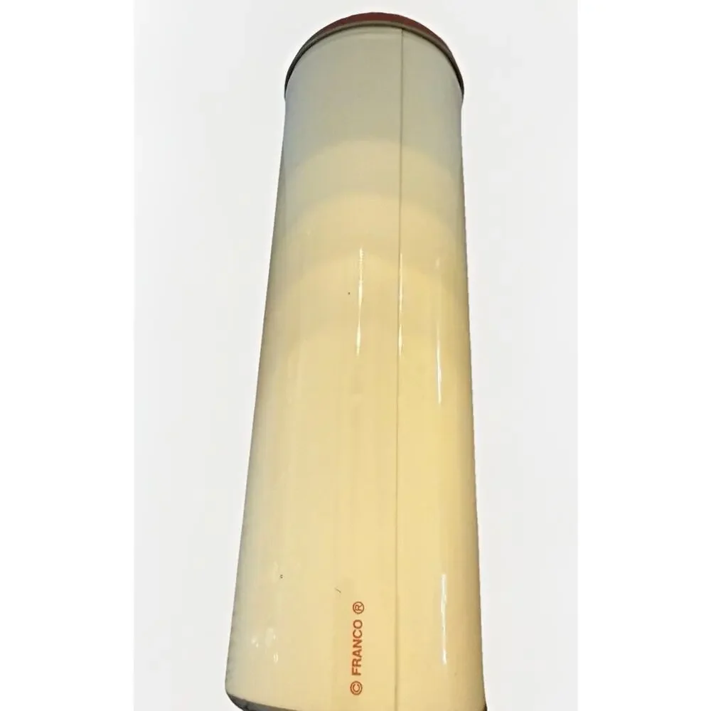Vintage 1970s Franco Mushroom Cylinder Round Tall Tin Can Canister 11”x3.5”